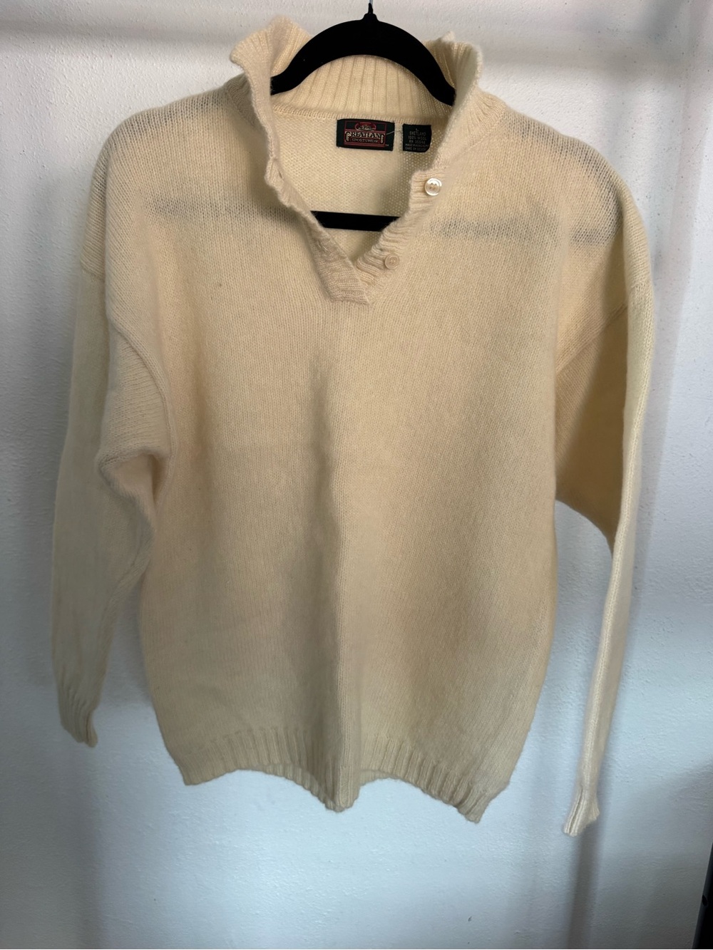 Vintage Greatland Sportswear Women’s Cream Shawl Collar Sweater